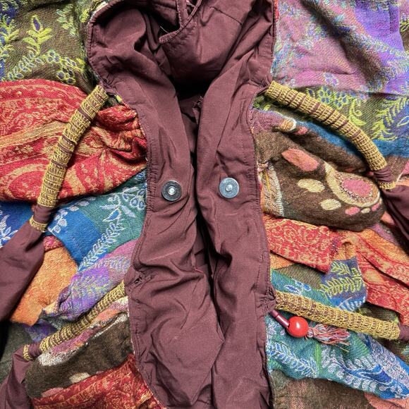 ANU Wool Shoulder Purse Bag Tiered Ruffles HOBO Embroidered Boho EUC Colorful - Picture 4 of 9